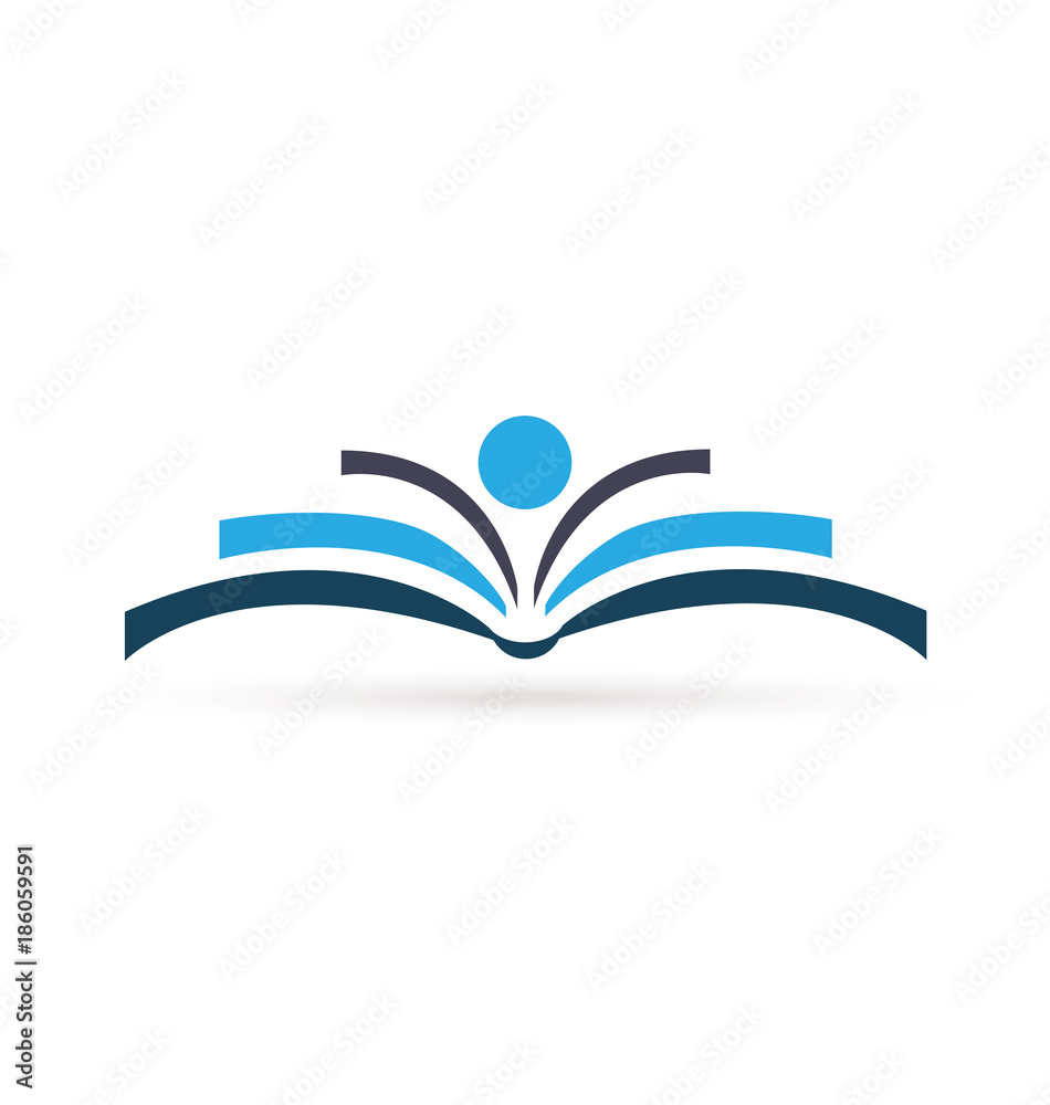 Abstract blue book logo