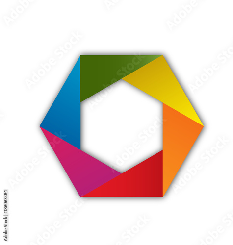 Colorful hexagon shape isolated vector icon