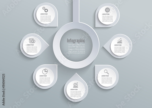 Vector abstract 3d paper infographic elements. Circular infographics.