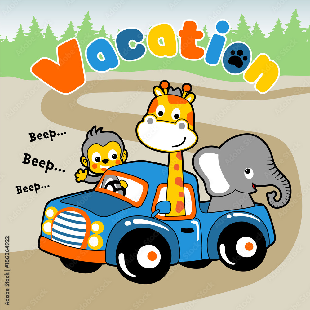 funny animals cartoon on truck funny animals cartoon on truck