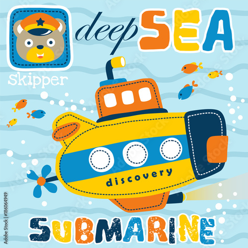 yellow submarine cartoon with cute skipper head