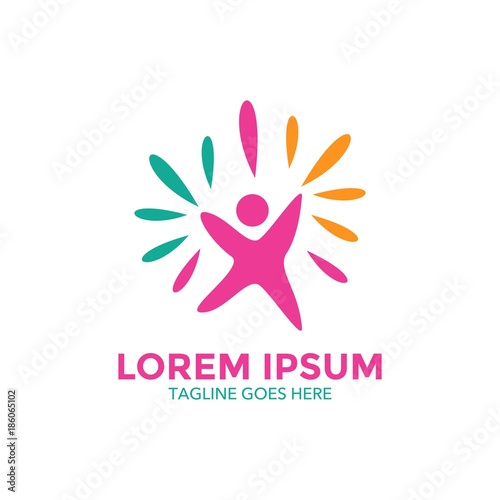kindergarten logo. simple shape and color. negative space. vector editable