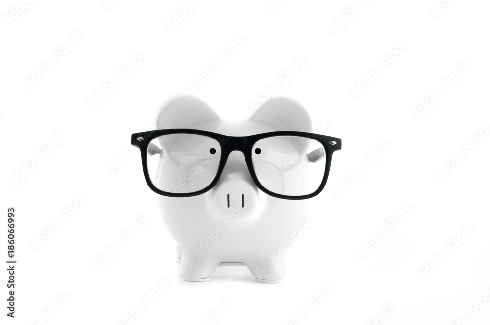 White piggy bank isolated on white