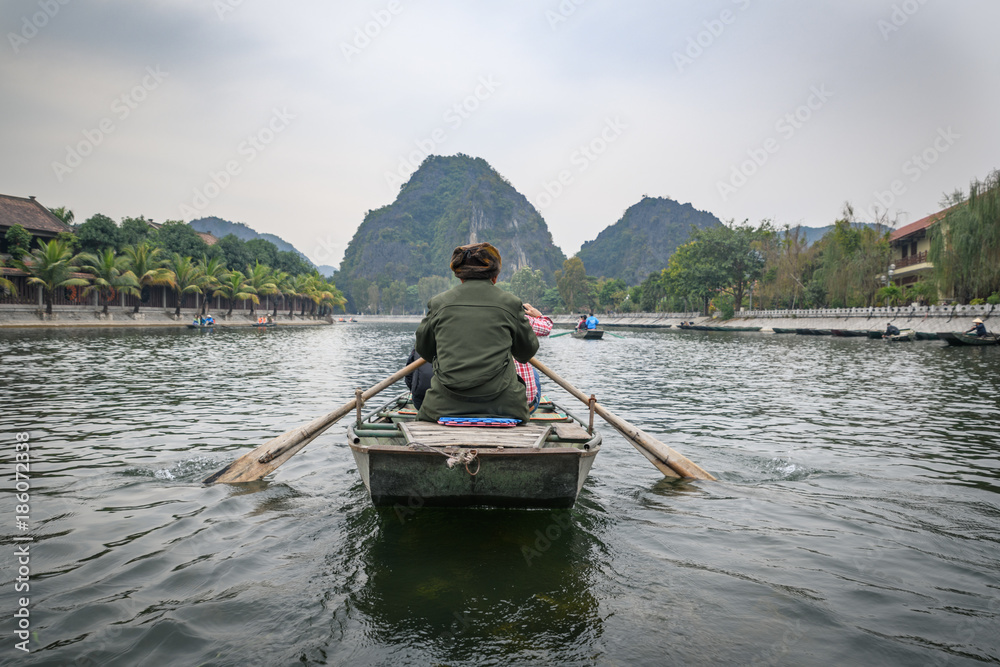 Traditional Bamboo boats Vietnam