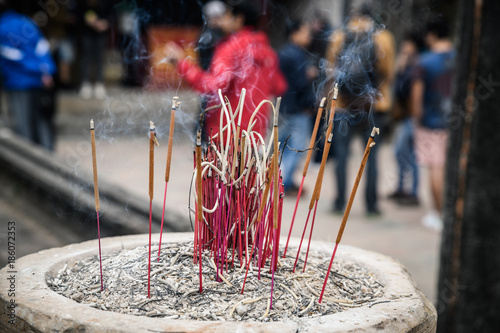 Incense burning in a temple