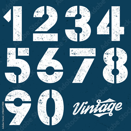Vintage Stencil-Plate Numbers - For Tee Print
