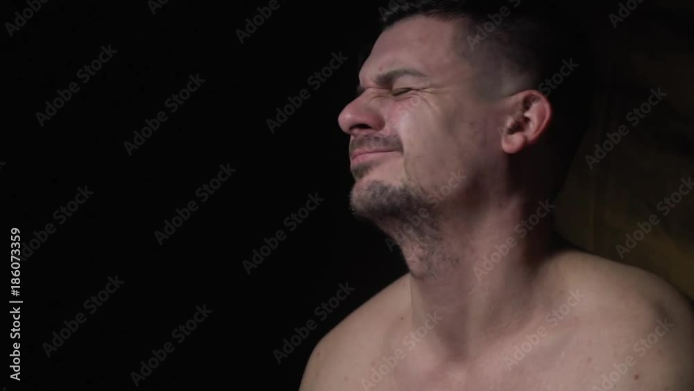 Side view as a capricious man begs someone Side view as a capricious man begs someone