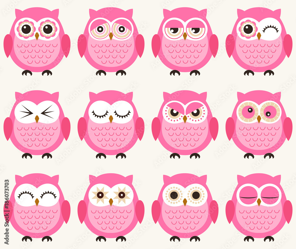 Obraz premium wzór sowy kreskówka bez szwu