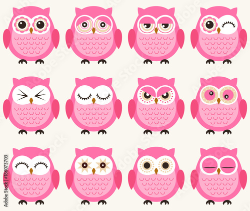 seamless cute cartoon owls pattern