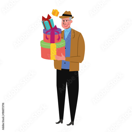 プレゼントを持つ　男性　イラスト
