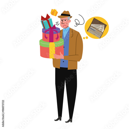 プレゼントを買う中年男性 イラスト Stock Vector Adobe Stock