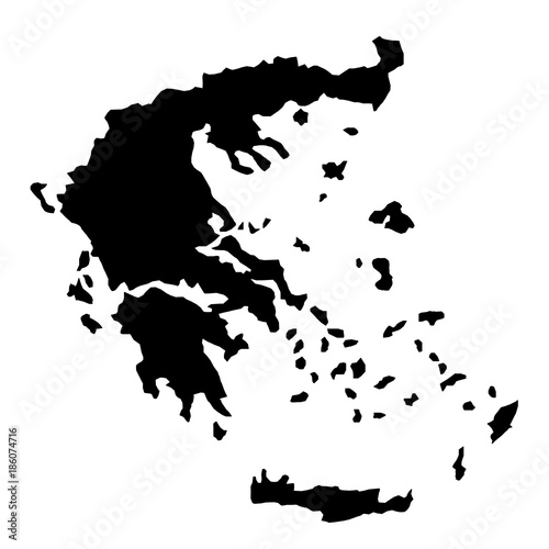 Fototapeta czarna sylwetka kraju granicy mapa Grecji na białym tle ilustracji wektorowych