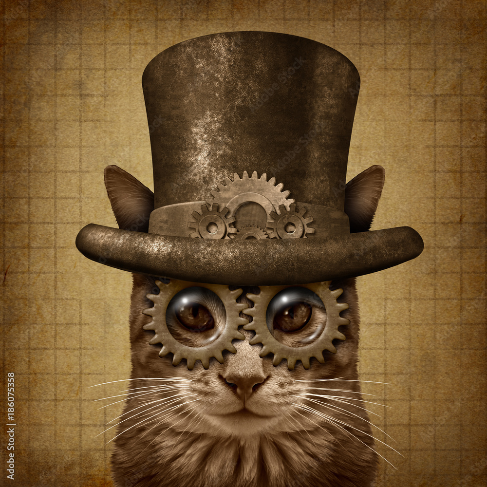 Photo & Art Print Steampunk Grunge Cat