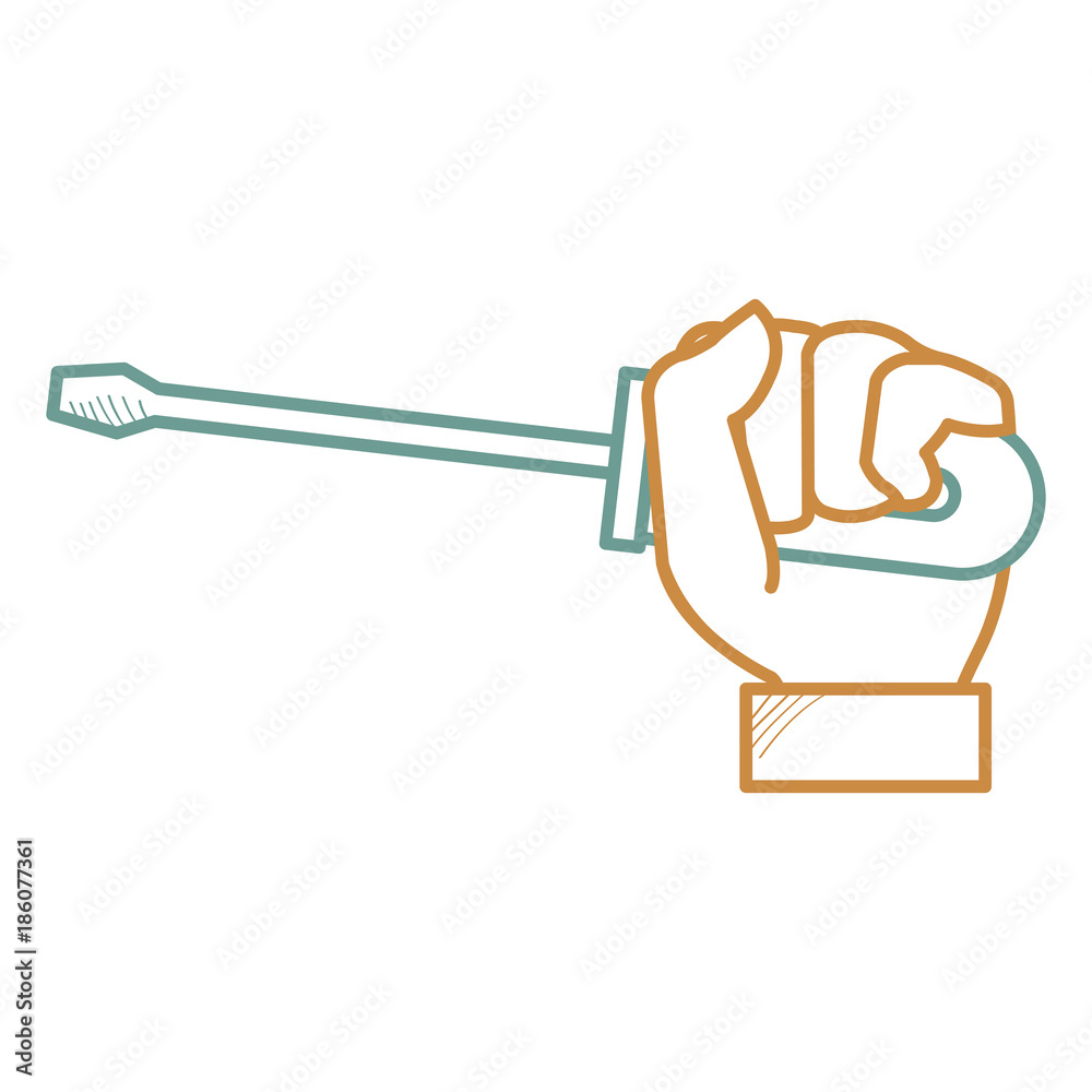 hand with screwdriver isolated icon vector illustration design hand with screwdriver isolated icon vector illustration design