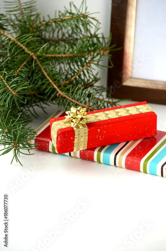 Beautifully wrapped Christmas present - holiday celebrations and gift giving.
