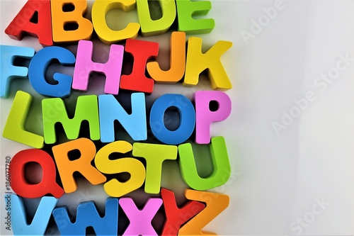 An concept Image of a Alphabet Baby toy - letters - with copy space