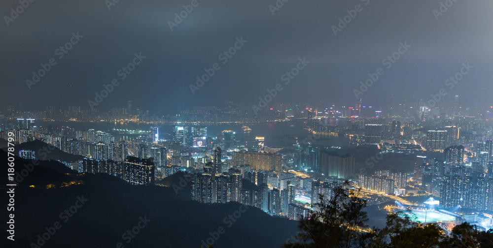 Kong Harbour And Skyline From Kowloon Peak 