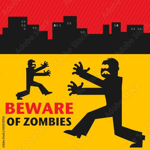 Beware of zombies warning sticker