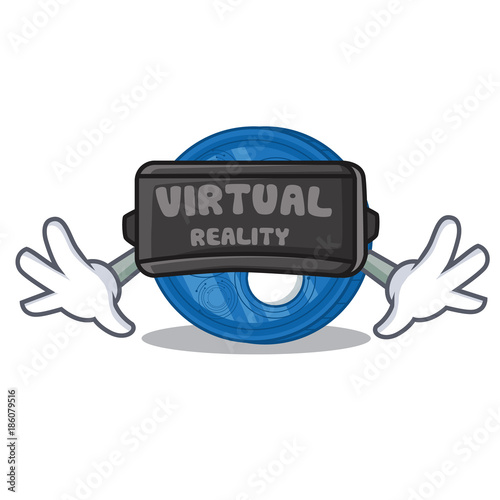 With virtual reality Ripple coin character cartoon