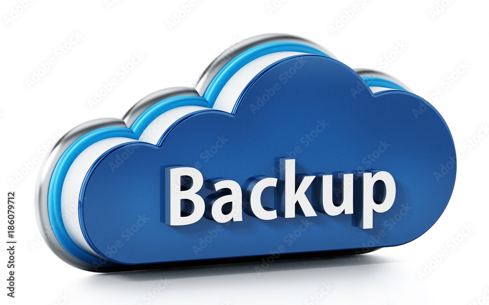 Cloud symbol with backup text. 3D illustration Cloud symbol with backup text. 3D illustration