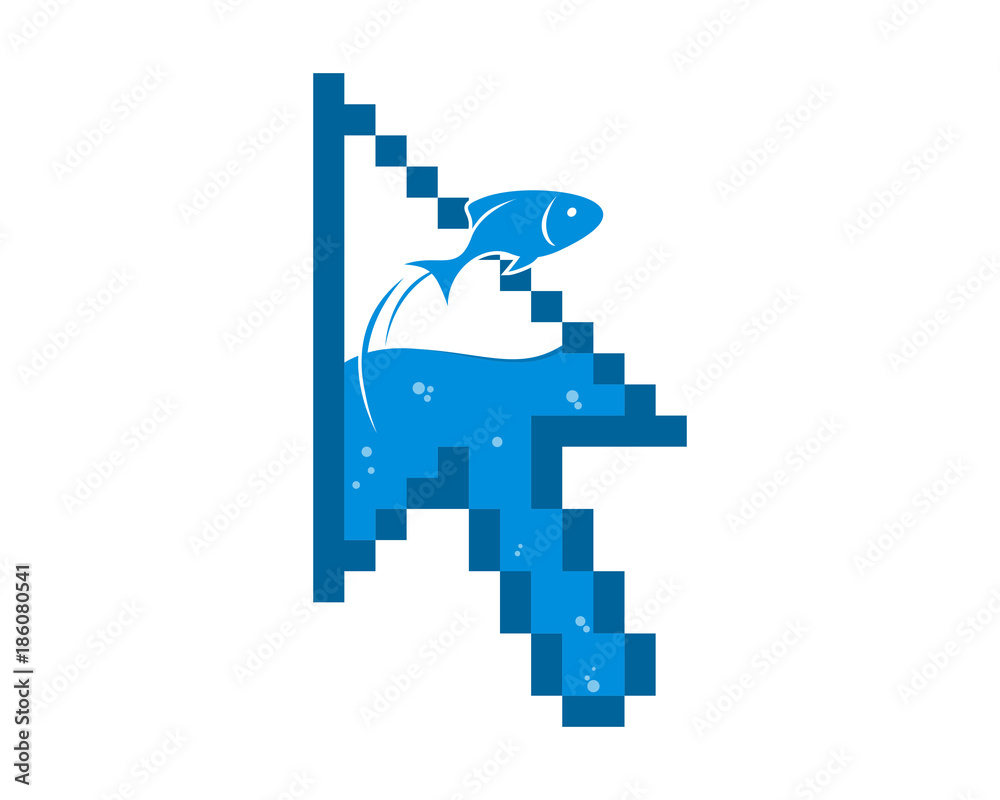 Obraz premium cursor arrow fish pointer mouse internet web network image vector