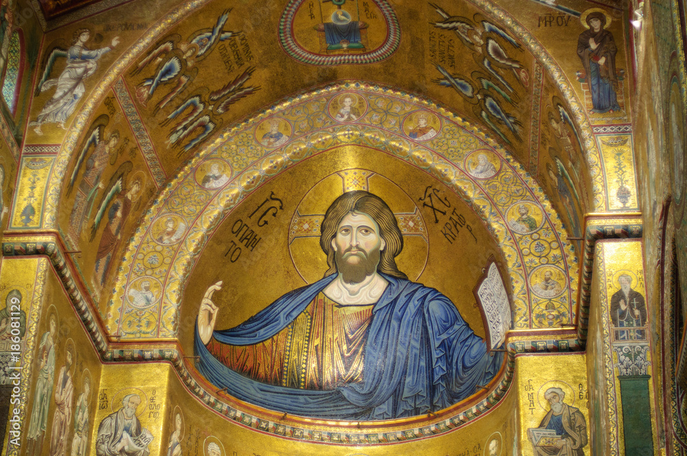 The wonderful cathedral of Monreale has been built in XII sec by the norman William II and it is famous for its gorgeous mosaics. In the central apse, the Pantokrator. 