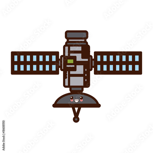Space Satellite isolated cute kawaii cartoon vector illustration