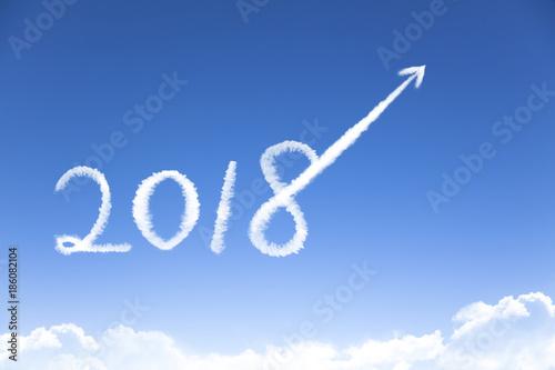 happy new year 2018 and business growth concept by cloud