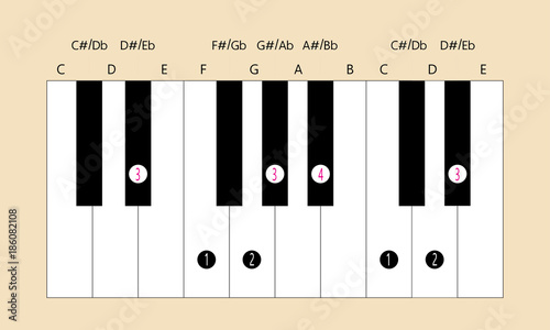 Eb Piano Scale Fingering for Education or every application 