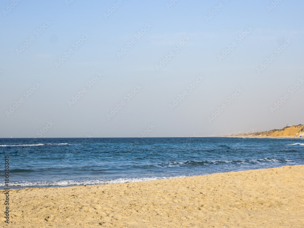 Beautiful view of the beach in Ashkelon, in November 2016