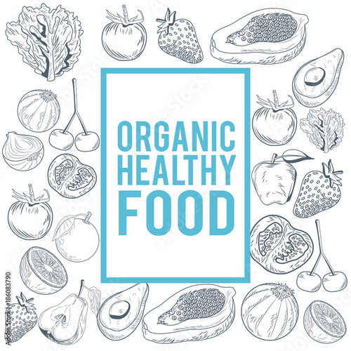 Organic healthy food hand draw icon vector illustration graphic design