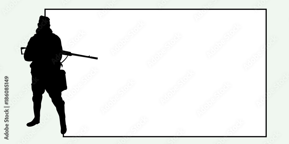 Obraz premium Gunner with frame for background and text, vector EPS10 (soldiers can be used separately)