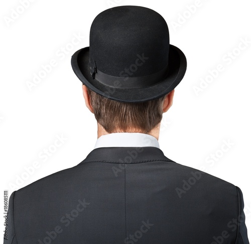 Fotografija Businessman Wearing a Bowler Hat, Back View