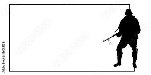 Gunner with frame for background and text, vector EPS10 (soldiers can be used separately)