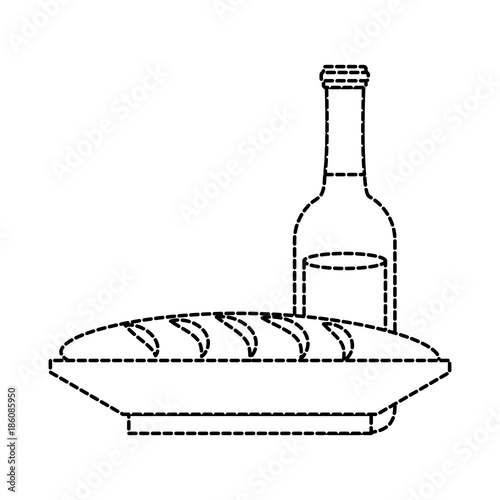 bread and beer bootle  vector illustration