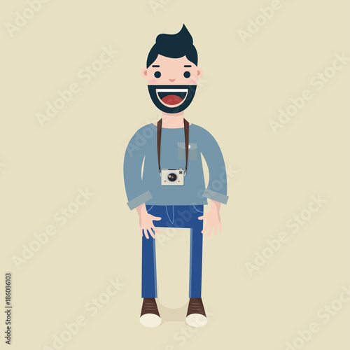 Hipster men with his camera