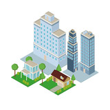 Isometric city 3d icon vector illustration graphic design