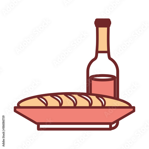 beer bottle and bread  vector iilustration