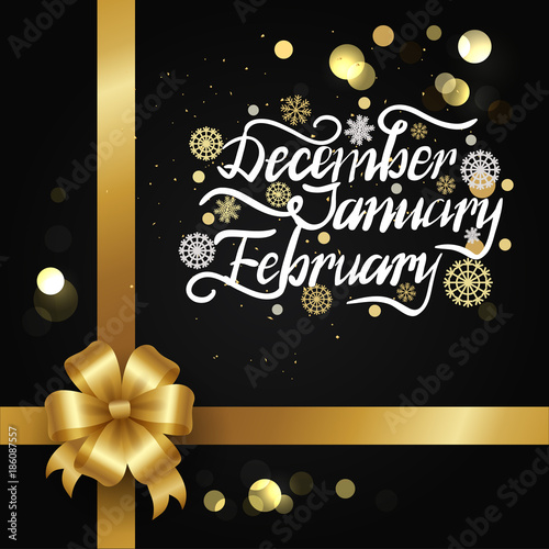 December January February Winter Month Inscription
