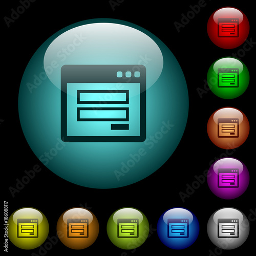 Login window icons in color illuminated glass buttons