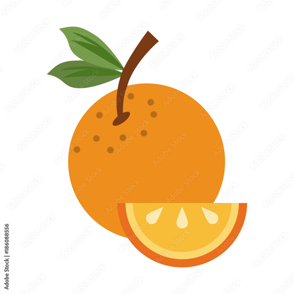 Obraz premium Orange sliced fruit icon vector illustration graphic design