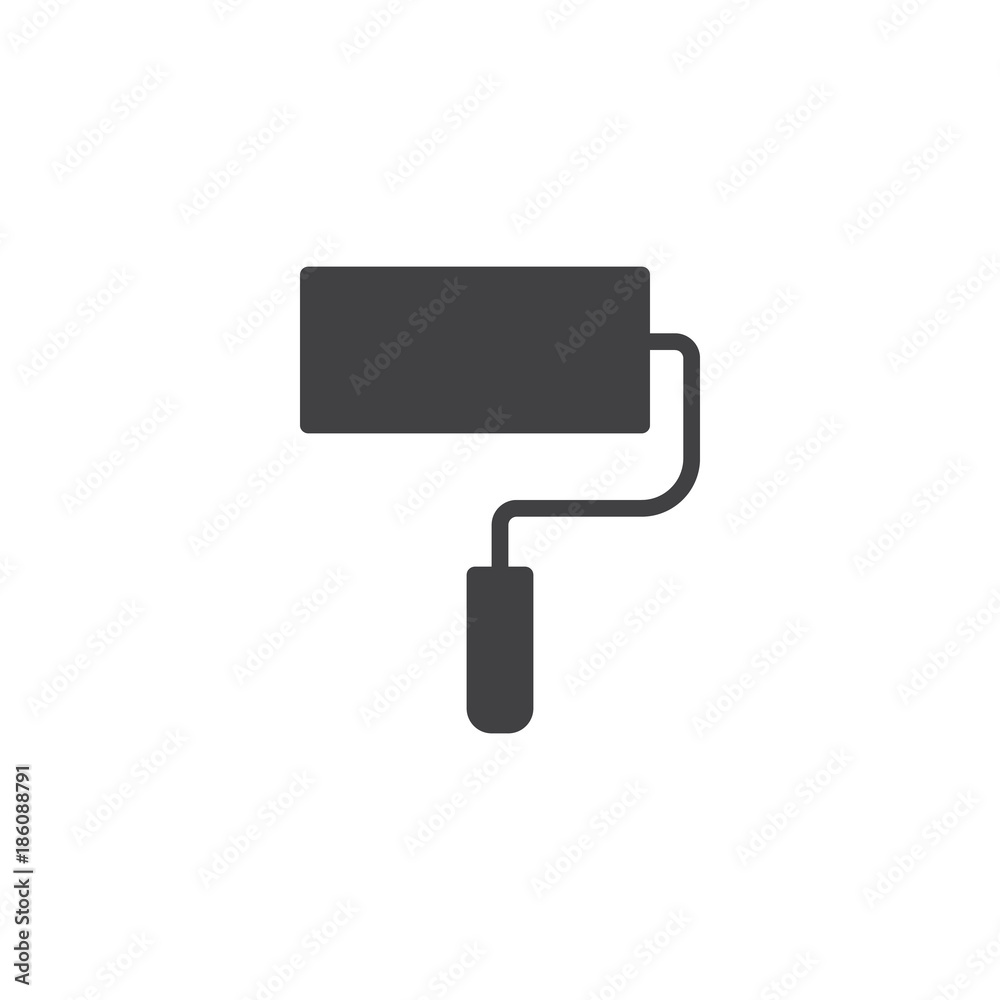 Roller brush icon vector, filled flat sign, solid pictogram isolated on white. Paint roller symbol, logo illustration. Roller brush icon vector, filled flat sign, solid pictogram isolated on white. Paint roller symbol, logo illustration.