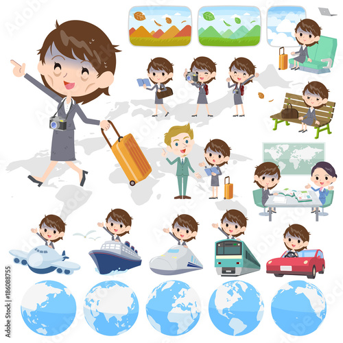 Gray suit business women Bad condition_travel