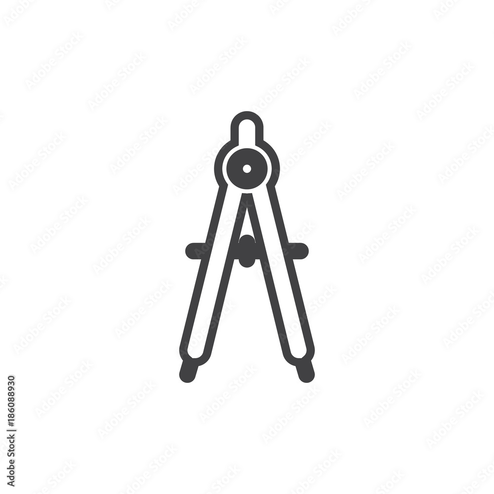Geometry compass icon vector, filled flat sign, solid pictogram isolated on white. Drawing compass symbol, logo illustration. Geometry compass icon vector, filled flat sign, solid pictogram isolated on white. Drawing compass symbol, logo illustration.