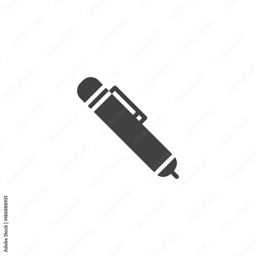 Office pen icon vector, filled flat sign, solid pictogram isolated on white. Signature pen symbol, logo illustration. Office pen icon vector, filled flat sign, solid pictogram isolated on white. Signature pen symbol, logo illustration.