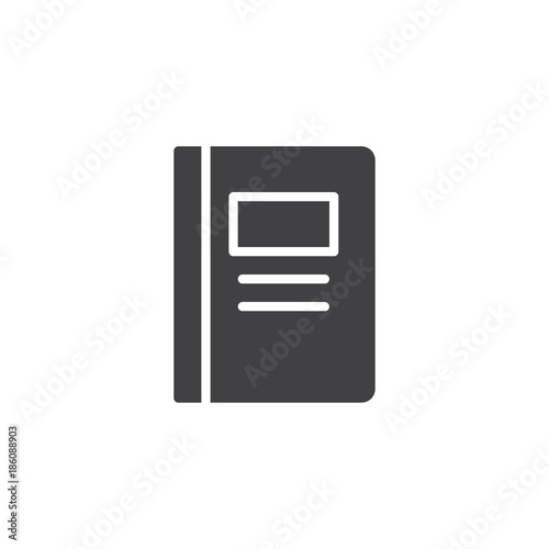 Notebook icon vector, filled flat sign, solid pictogram isolated on white. Note book symbol, logo illustration.