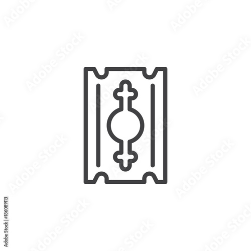 Razor blade line icon, outline vector sign, linear style pictogram isolated on white. Symbol, logo illustration. Editable stroke