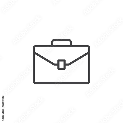 Briefcase line icon, outline vector sign, linear style pictogram isolated on white. Suitcase, portfolio symbol, logo illustration. Editable stroke