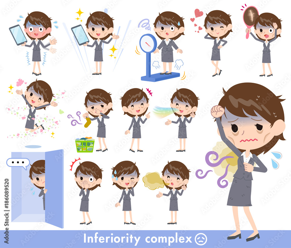 Gray suit business women Bad condition_complex Gray suit business women Bad condition_complex