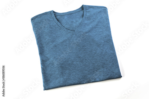 Blue folded t-shirt mock up, ready to replace your design.